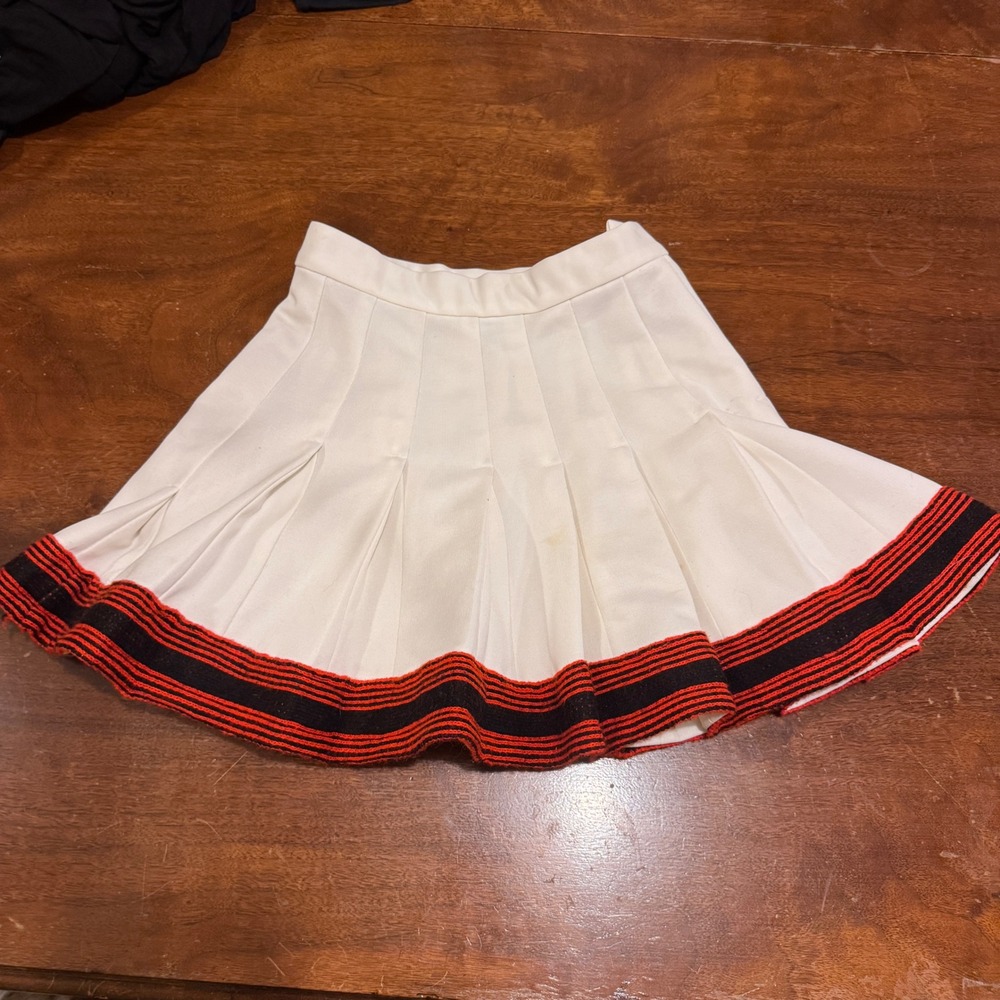 Vintage Cheerleader Skirt White Pleated Mini Size 7 Halloween Costume Preppy